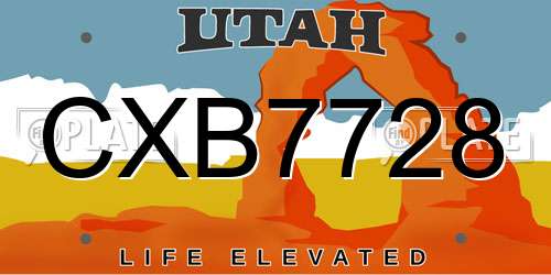 CXB7728 Utah License Plate