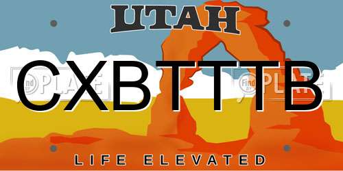 CXBTTTB Utah License Plate
