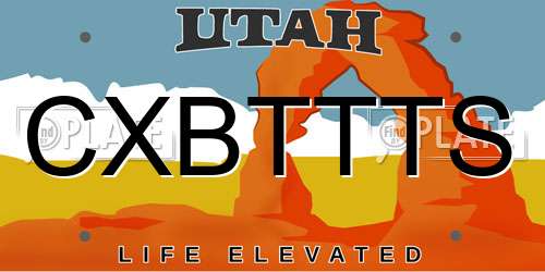 CXBTTTS Utah License Plate