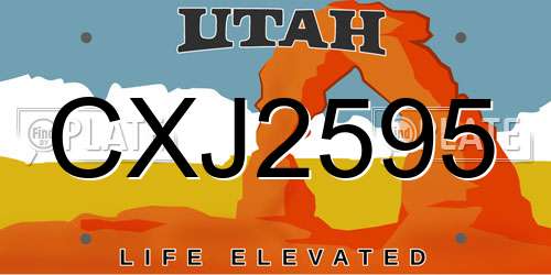 CXJ2595 Utah License Plate