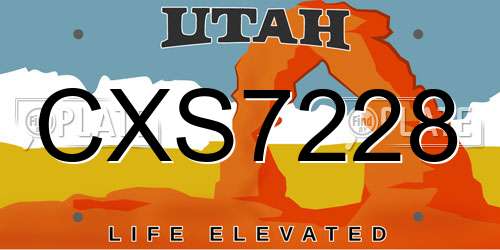 CXS7228 Utah License Plate