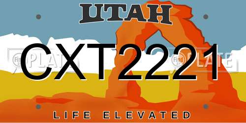 CXT2221 Utah License Plate