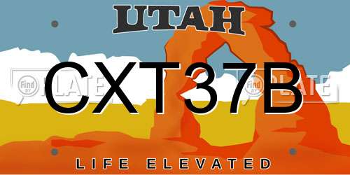 CXT37B Utah License Plate