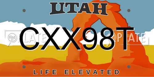 CXX98T Utah License Plate