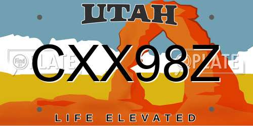 CXX98Z Utah License Plate