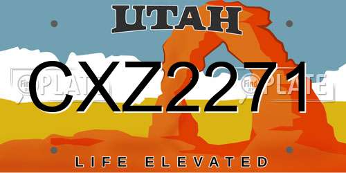 CXZ2271 Utah License Plate