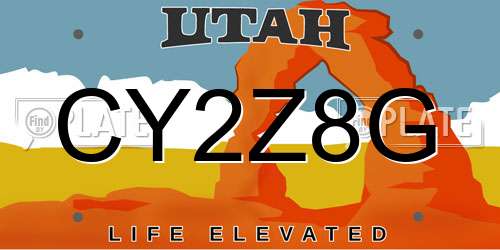 CY2Z8G Utah License Plate