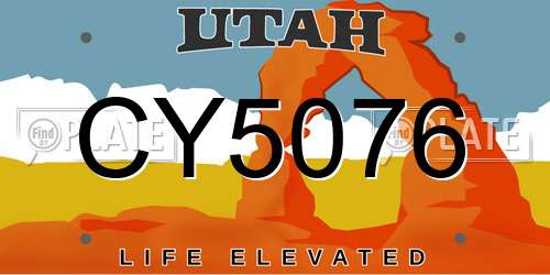 CY5076 Utah License Plate
