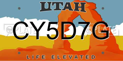 CY5D7G Utah License Plate