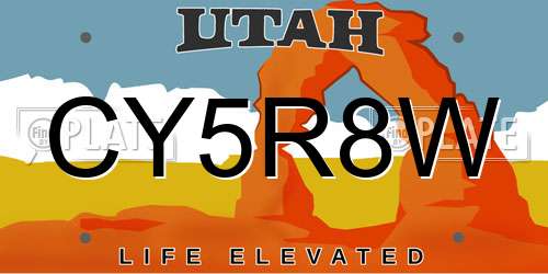 CY5R8W Utah License Plate