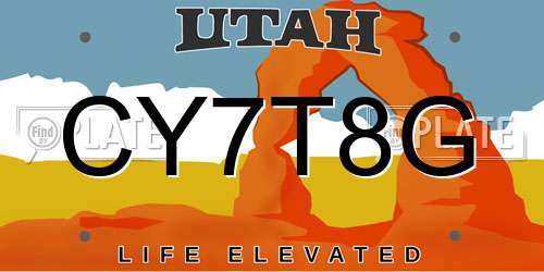 CY7T8G Utah License Plate
