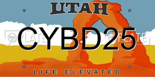 CYBD25 Utah License Plate