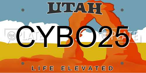 CYBO25 Utah License Plate