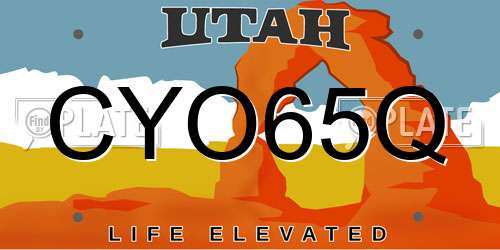CYO65Q Utah License Plate