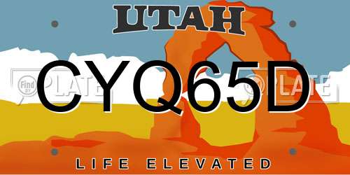 CYQ65D Utah License Plate