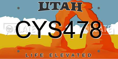 CYS478 Utah License Plate