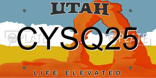 CYSQ25 Utah License Plate