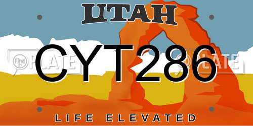 CYT286 Utah License Plate