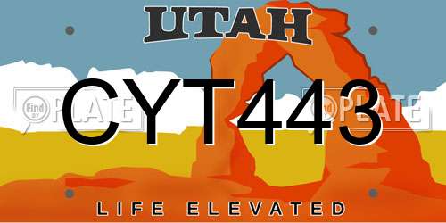 CYT443 Utah License Plate