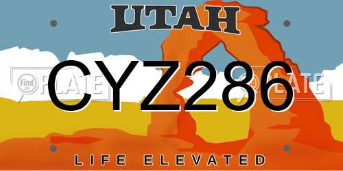 CYZ286 Utah License Plate