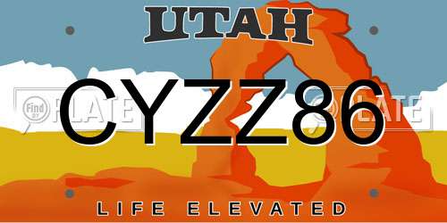 CYZZ86 Utah License Plate