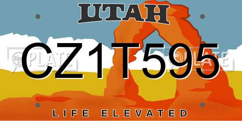 CZ1T595 Utah License Plate