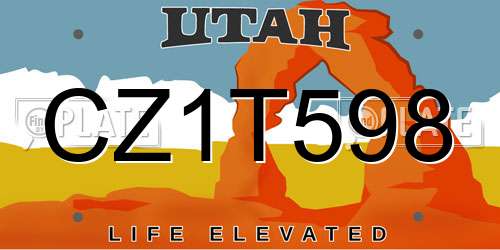 CZ1T598 Utah License Plate