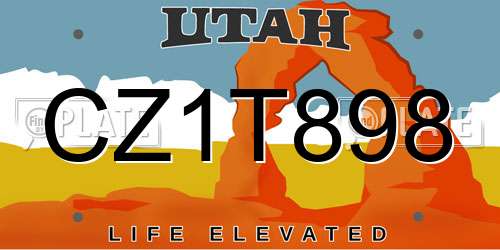 CZ1T898 Utah License Plate