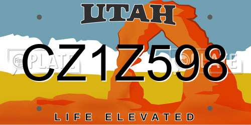 CZ1Z598 Utah License Plate