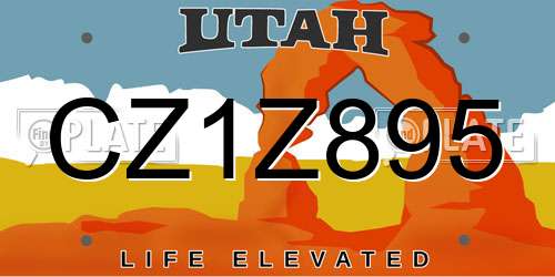 CZ1Z895 Utah License Plate