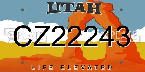 CZ22243 Utah License Plate