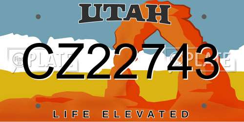 CZ22743 Utah License Plate