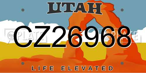 CZ26968 Utah License Plate