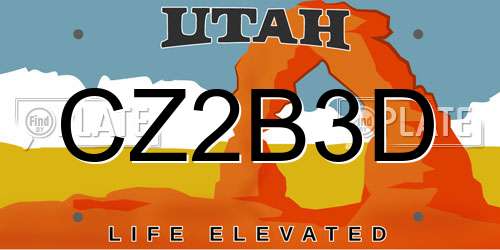 CZ2B3D Utah License Plate