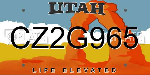 CZ2G965 Utah License Plate