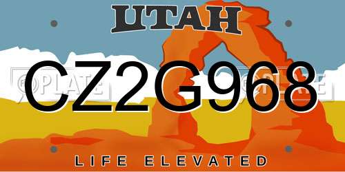 CZ2G968 Utah License Plate