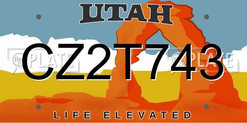 CZ2T743 Utah License Plate