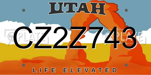 CZ2Z743 Utah License Plate