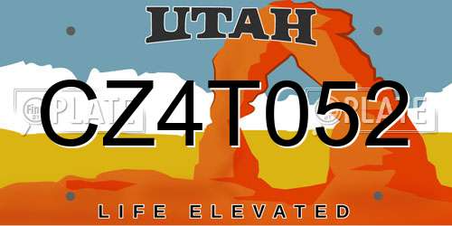 CZ4T052 Utah License Plate