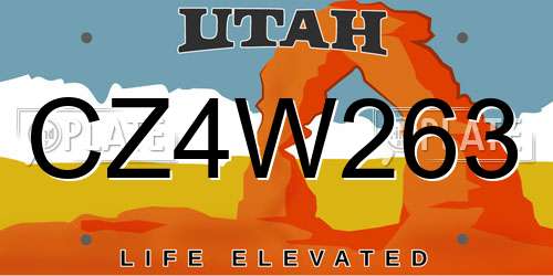 CZ4W263 Utah License Plate