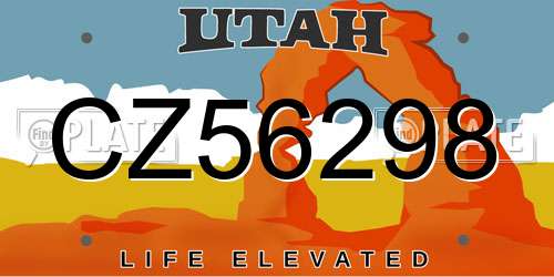 CZ56298 Utah License Plate