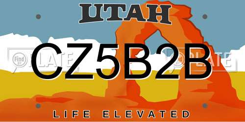 CZ5B2B Utah License Plate