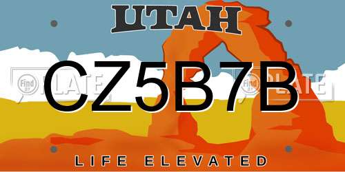 CZ5B7B Utah License Plate