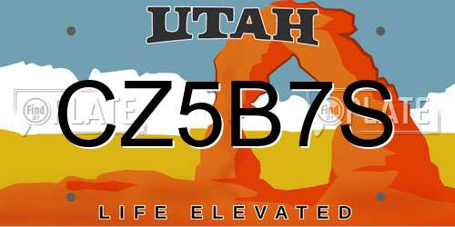 CZ5B7S Utah License Plate