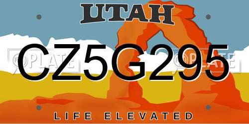 CZ5G295 Utah License Plate