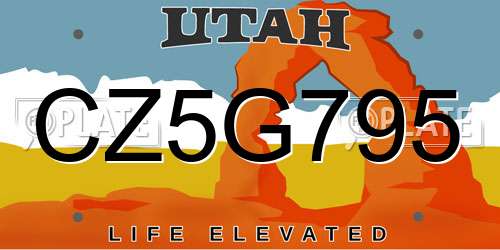 CZ5G795 Utah License Plate