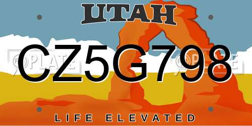 CZ5G798 Utah License Plate