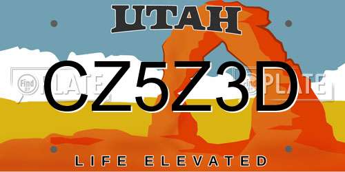 CZ5Z3D Utah License Plate