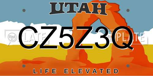 CZ5Z3Q Utah License Plate