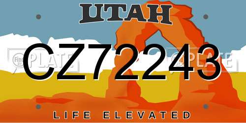 CZ72243 Utah License Plate